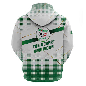 Algeria Soccer Hoodie with Desert Warriors Text and National Flag Design