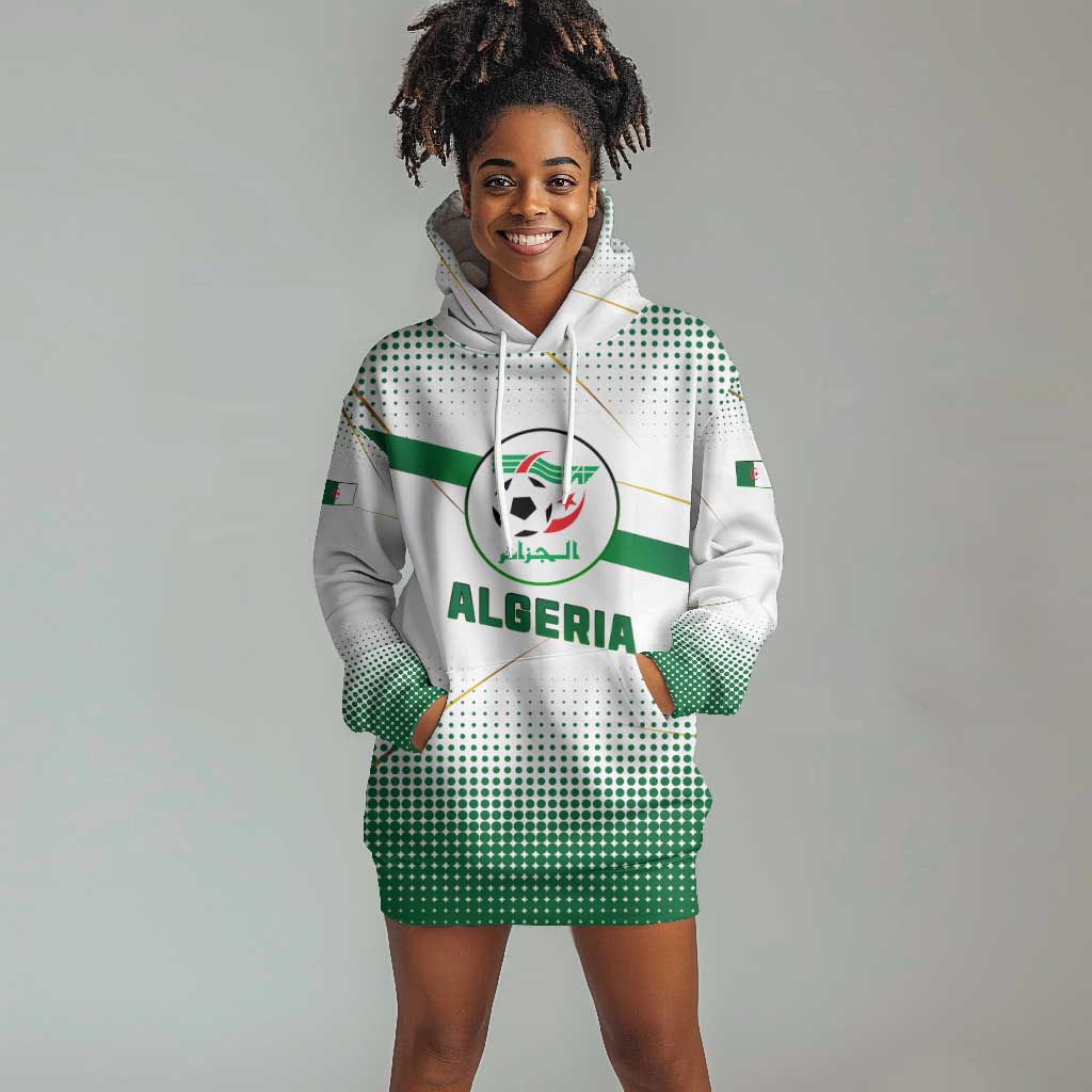 Algeria Soccer Hoodie Dress with Desert Warriors Text and National Flag Design
