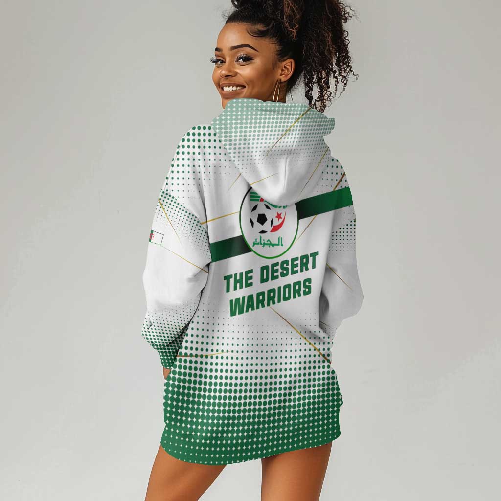 Algeria Soccer Hoodie Dress with Desert Warriors Text and National Flag Design