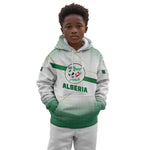 Algeria Soccer Kid Hoodie with Desert Warriors Text and National Flag Design