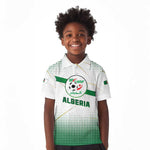 Algeria Soccer Kid Polo Shirt with Desert Warriors Text and National Flag Design