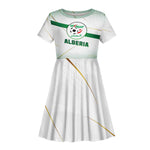 Algeria Soccer Kid Short Sleeve Dress with Desert Warriors Text and National Flag Design