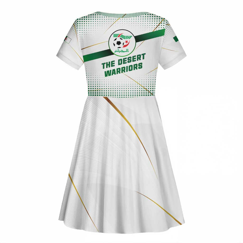 Algeria Soccer Kid Short Sleeve Dress with Desert Warriors Text and National Flag Design