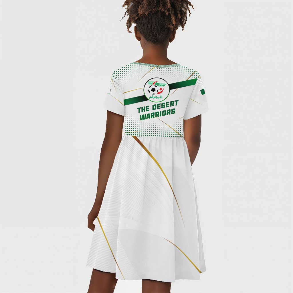 Algeria Soccer Kid Short Sleeve Dress with Desert Warriors Text and National Flag Design