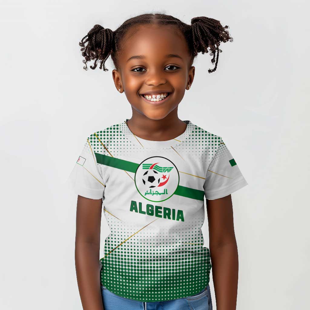 Algeria Soccer Kid T shirt with Desert Warriors Text and National Flag Design