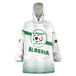Algeria Soccer Kid Wearable Blanket Hoodie with Desert Warriors Text and National Flag Design