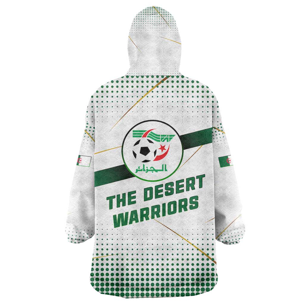 Algeria Soccer Kid Wearable Blanket Hoodie with Desert Warriors Text and National Flag Design