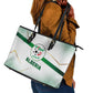 Algeria Soccer Leather Tote Bag with Desert Warriors Text and National Flag Design