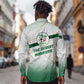 Algeria Soccer Long Sleeve Button Shirt with Desert Warriors Text and National Flag Design
