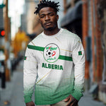 Algeria Soccer Long Sleeve Shirt with Desert Warriors Text and National Flag Design