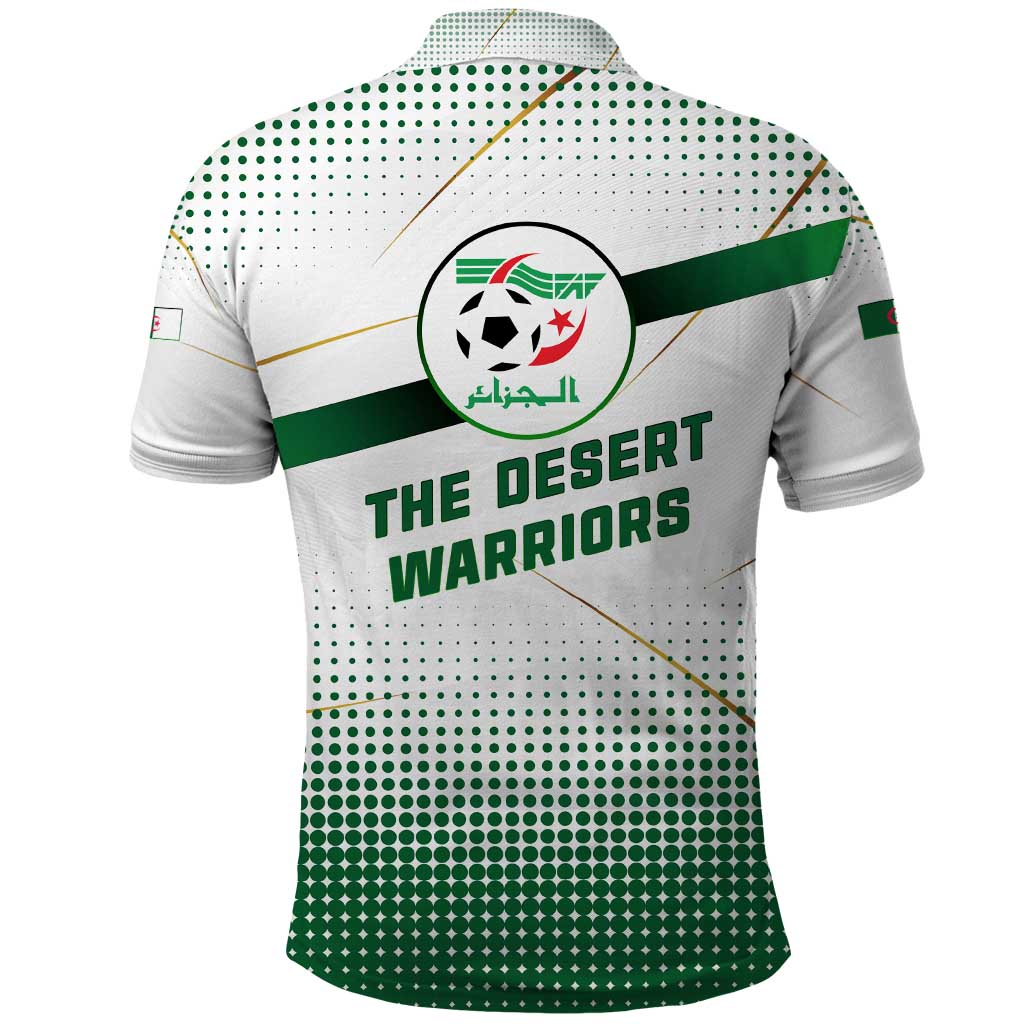 Algeria Soccer Polo Shirt with Desert Warriors Text and National Flag Design