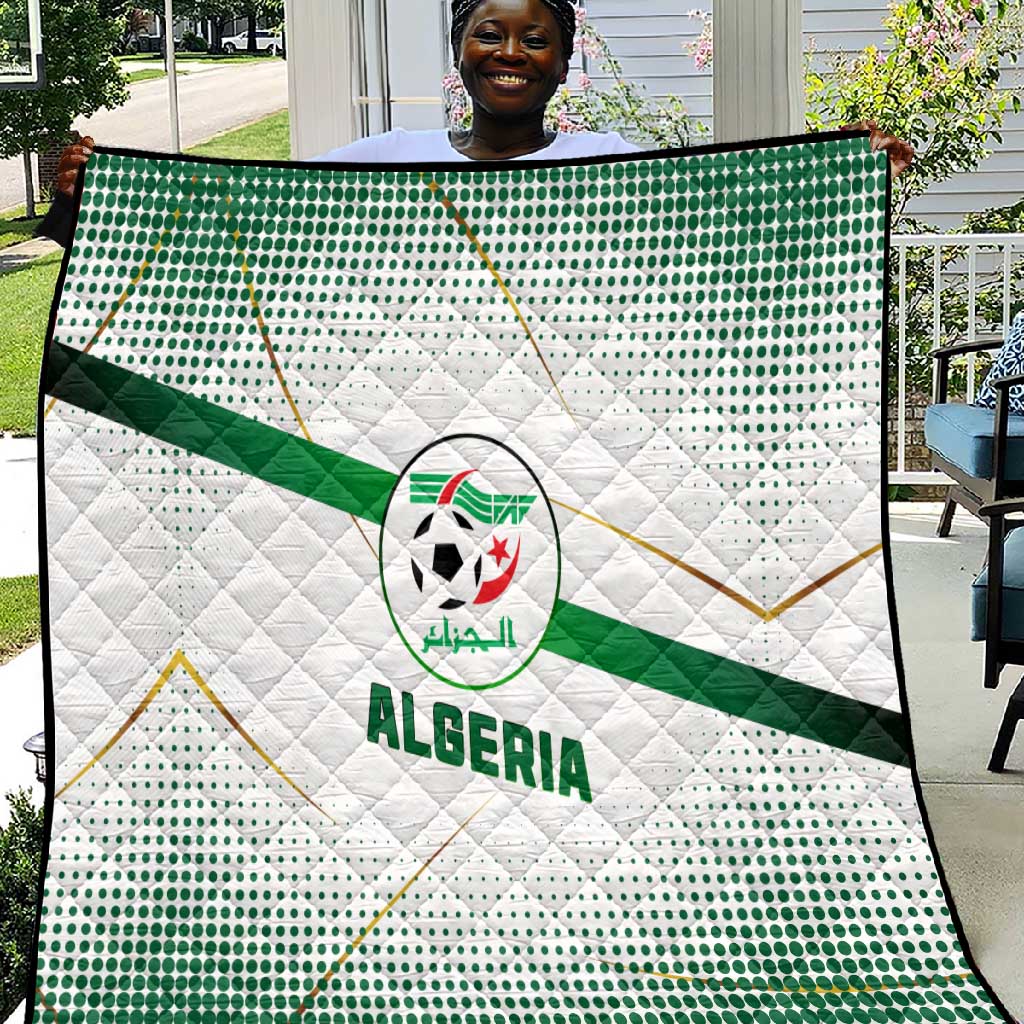 Algeria Soccer Quilt with Desert Warriors Text and National Flag Design