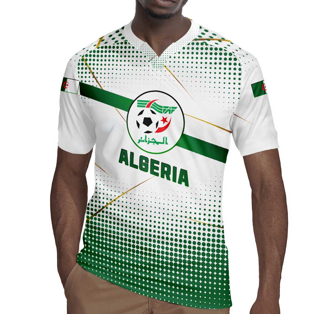 Algeria Soccer Rugby Jersey with Desert Warriors Text and National Flag Design