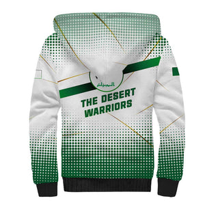 Algeria Soccer Sherpa Hoodie with Desert Warriors Text and National Flag Design