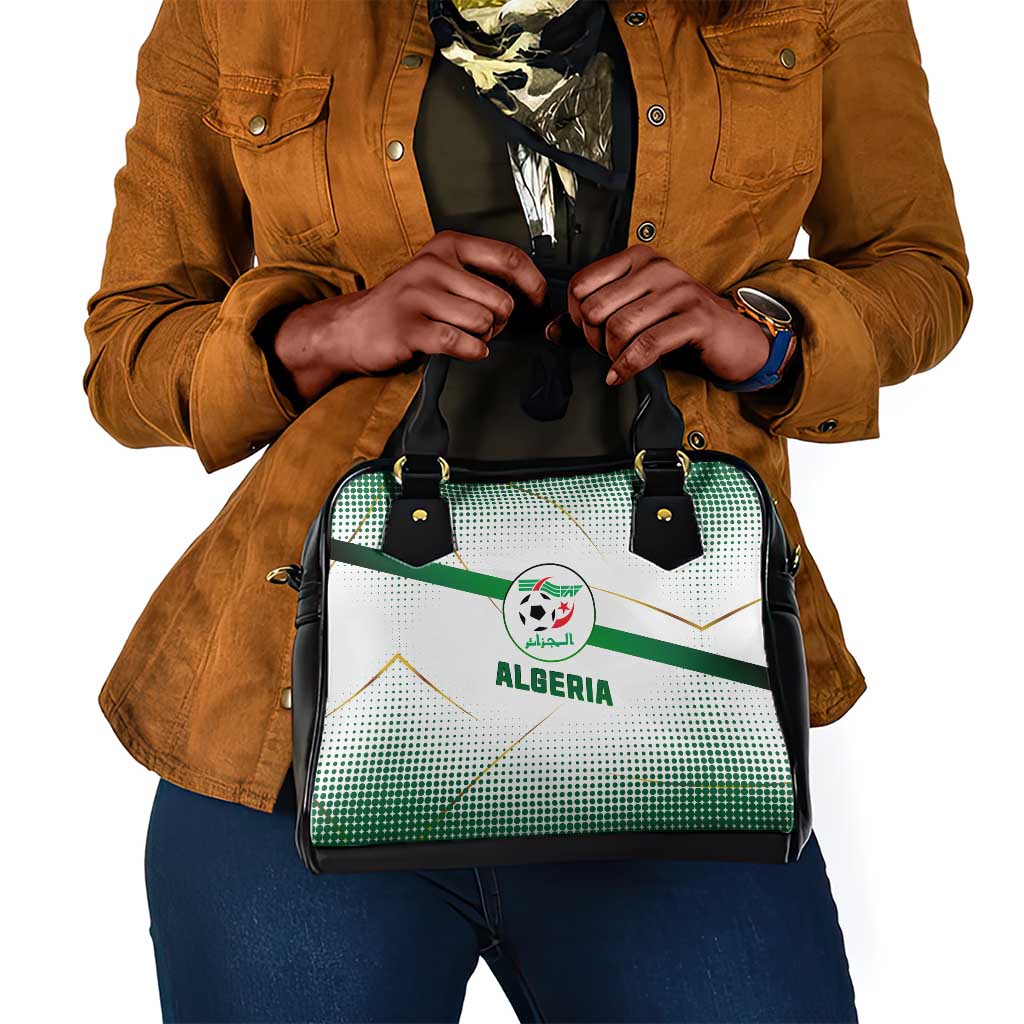 Algeria Soccer Shoulder Handbag with Desert Warriors Text and National Flag Design
