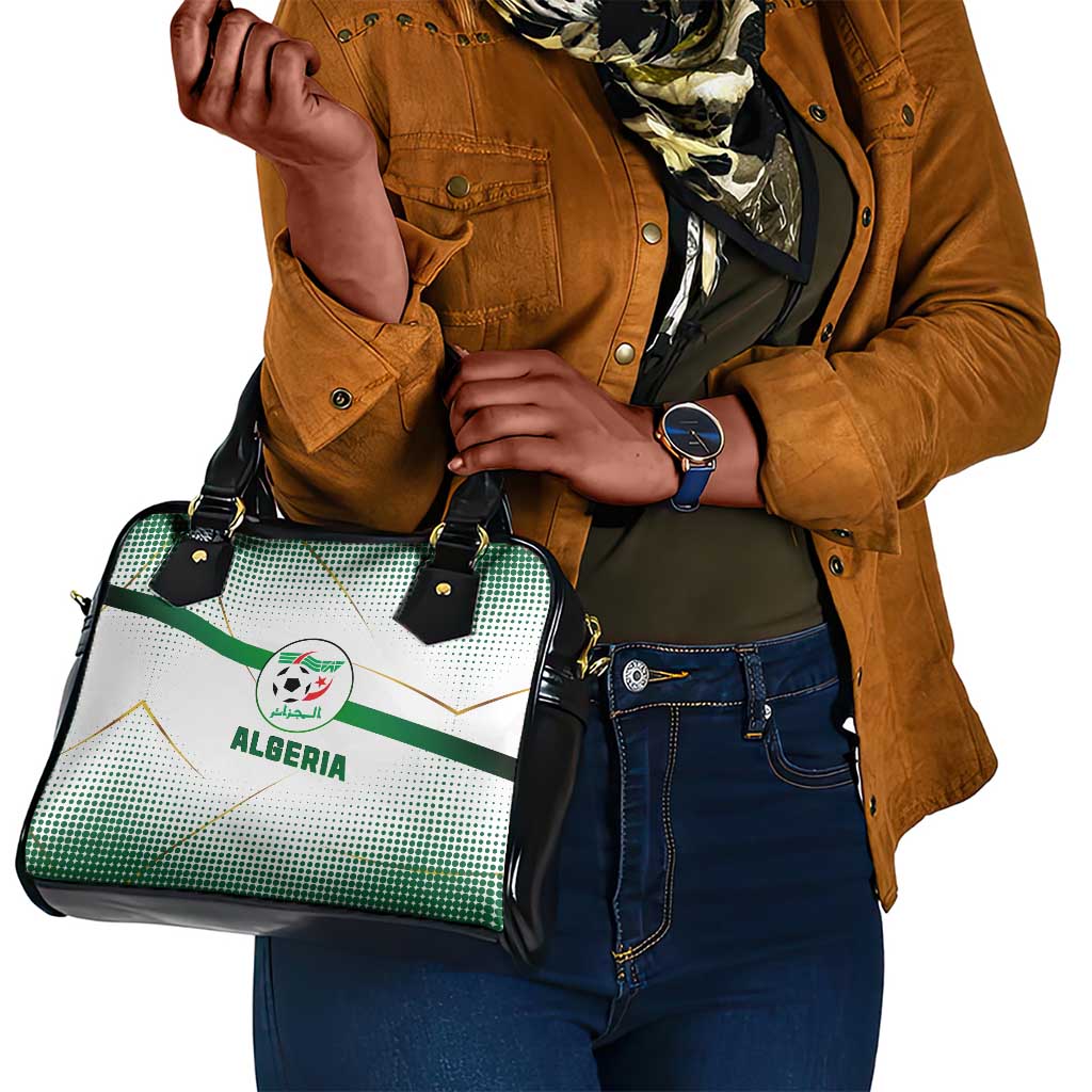 Algeria Soccer Shoulder Handbag with Desert Warriors Text and National Flag Design