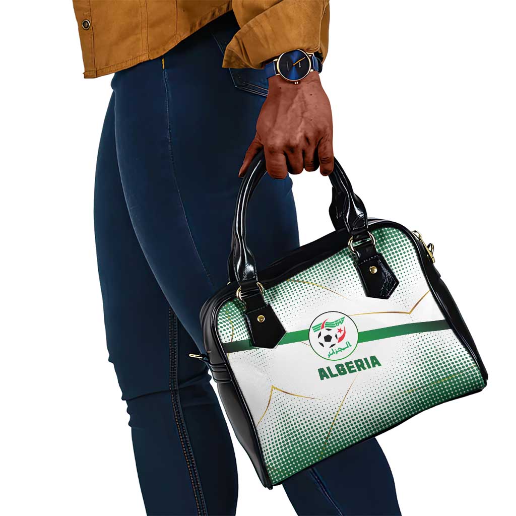 Algeria Soccer Shoulder Handbag with Desert Warriors Text and National Flag Design