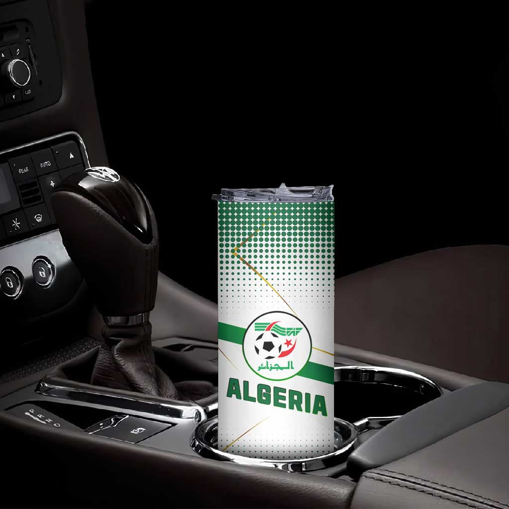 Algeria Soccer Skinny Tumbler with Desert Warriors Text and National Flag Design