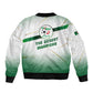 Algeria Soccer Sleeve Zip Bomber Jacket with Desert Warriors Text and National Flag Design