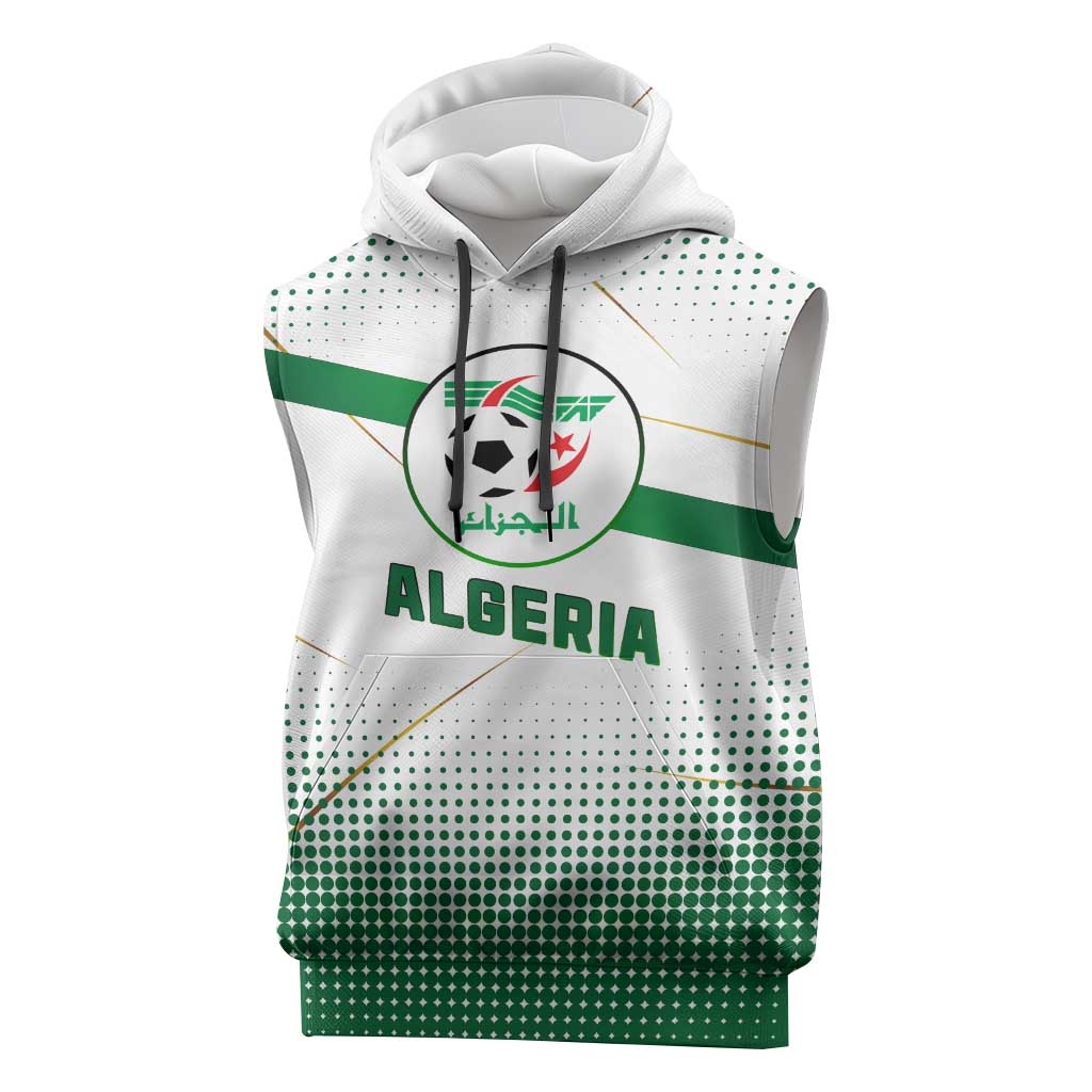 Algeria Soccer Sleeveless Hoodie with Desert Warriors Text and National Flag Design - African Pride