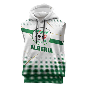 Algeria Soccer Sleeveless Hoodie with Desert Warriors Text and National Flag Design - African Pride