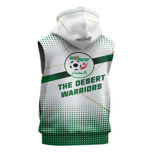 Algeria Soccer Sleeveless Hoodie with Desert Warriors Text and National Flag Design - African Pride