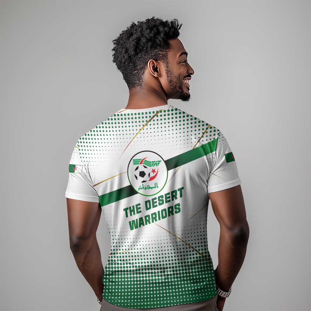 Algeria Soccer T shirt with Desert Warriors Text and National Flag Design