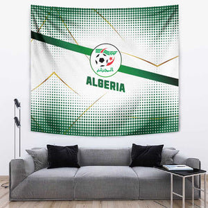 Algeria Soccer Tapestry with Desert Warriors Text and National Flag Design