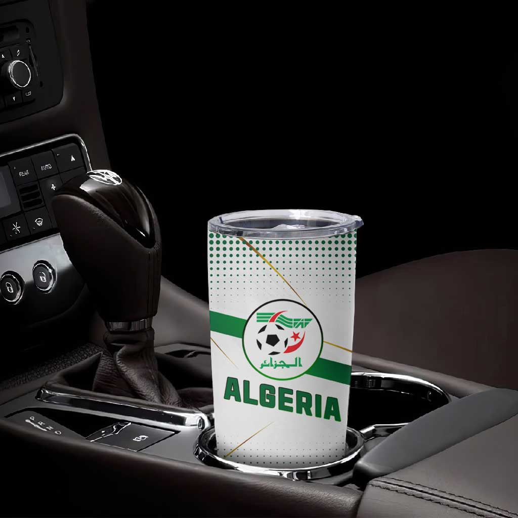 Algeria Soccer Tumbler Cup with Desert Warriors Text and National Flag Design