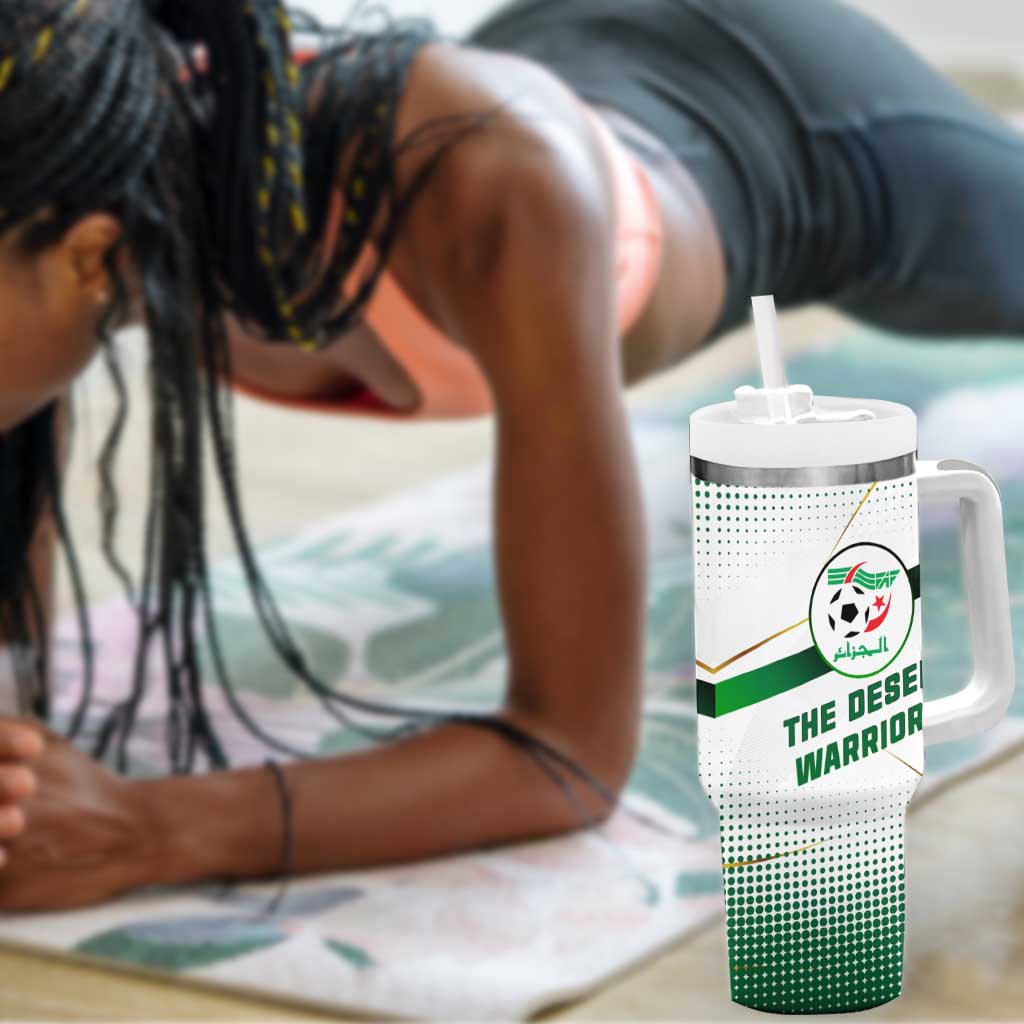 Algeria Soccer Tumbler With Handle with Desert Warriors Text and National Flag Design