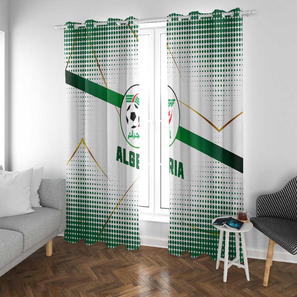 Algeria Soccer Window Curtain with Desert Warriors Text and National Flag Design