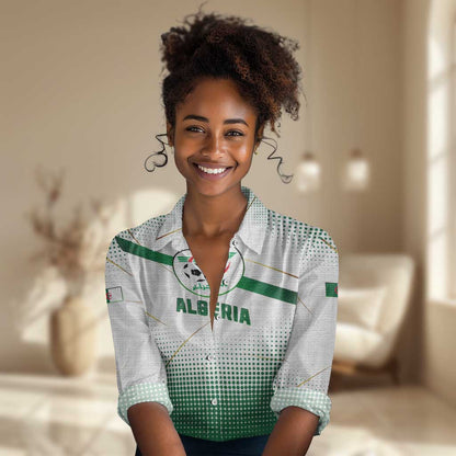 Algeria Soccer Women Casual Shirt with Desert Warriors Text and National Flag Design