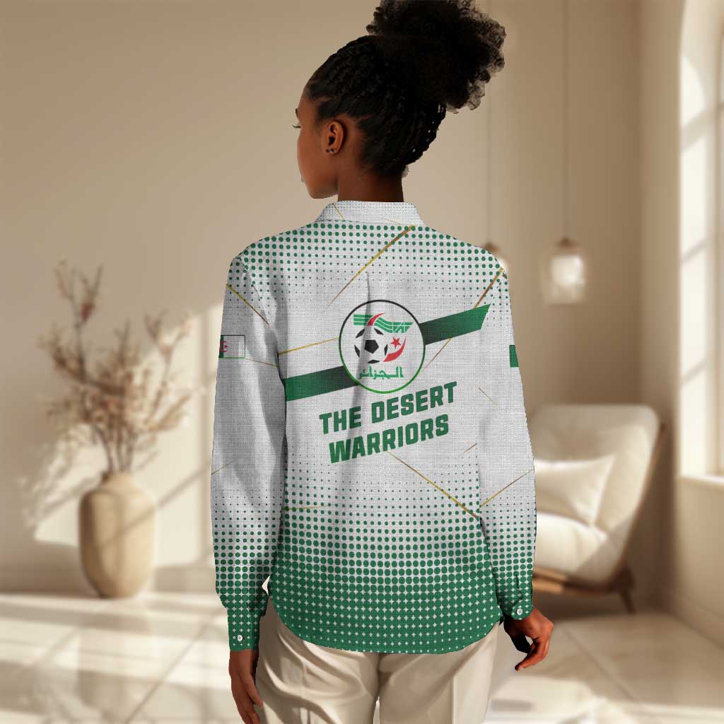 Algeria Soccer Women Casual Shirt with Desert Warriors Text and National Flag Design