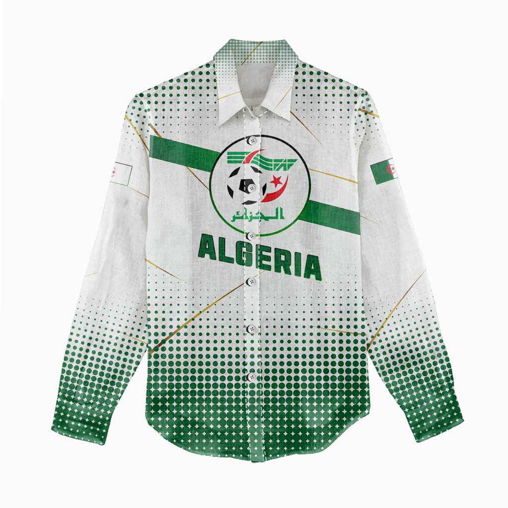 Algeria Soccer Women Casual Shirt with Desert Warriors Text and National Flag Design