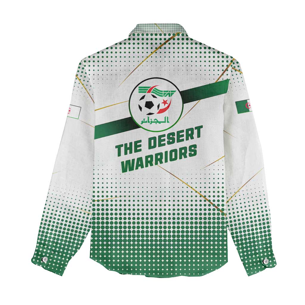 Algeria Soccer Women Casual Shirt with Desert Warriors Text and National Flag Design