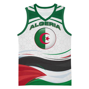 Algeria Basketball Jersey with National Flag and Coat of Arms Crest Design - African Pride