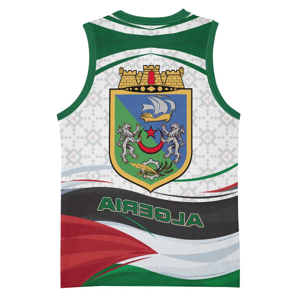 Algeria Basketball Jersey with National Flag and Coat of Arms Crest Design - African Pride