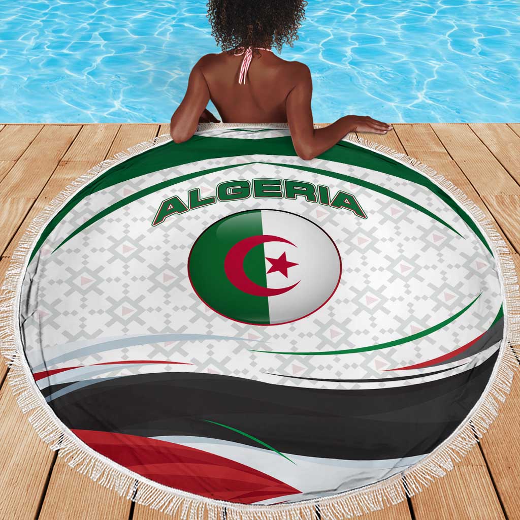 Algeria Beach Blanket with National Flag and Coat of Arms Crest Design
