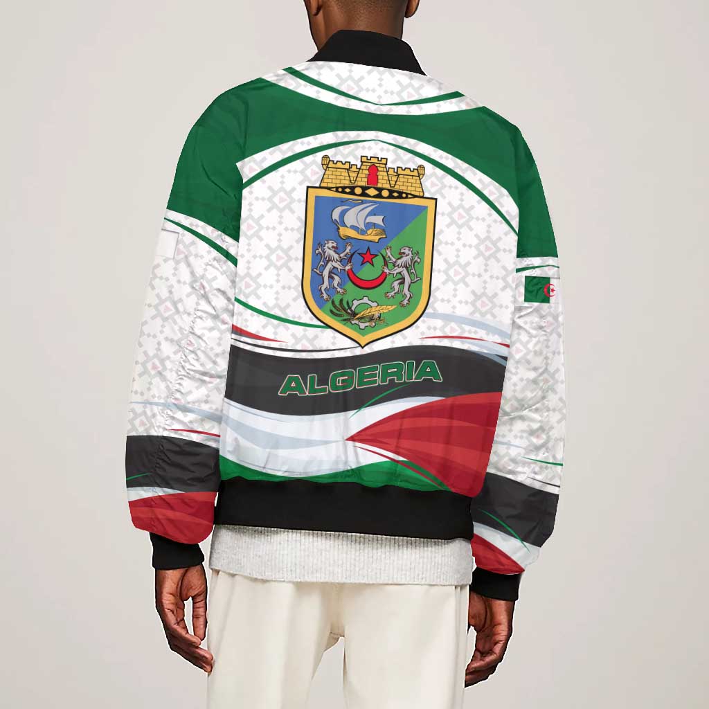 Algeria Bomber Jacket with National Flag and Coat of Arms Crest Design