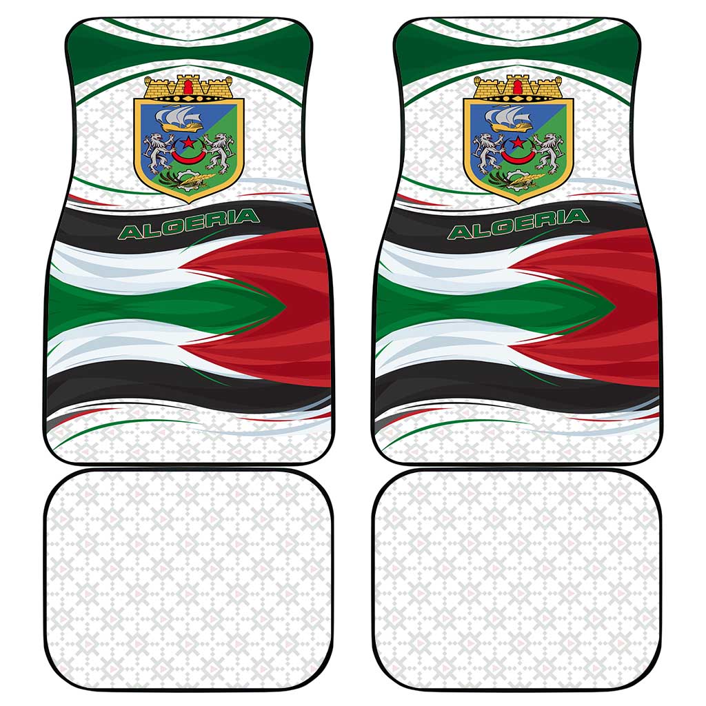 Algeria Car Mats with National Flag and Coat of Arms Crest Design