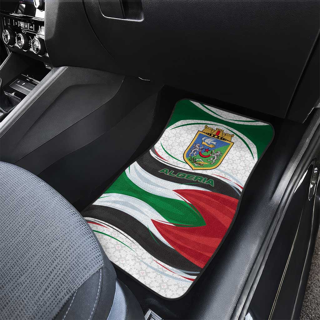 Algeria Car Mats with National Flag and Coat of Arms Crest Design