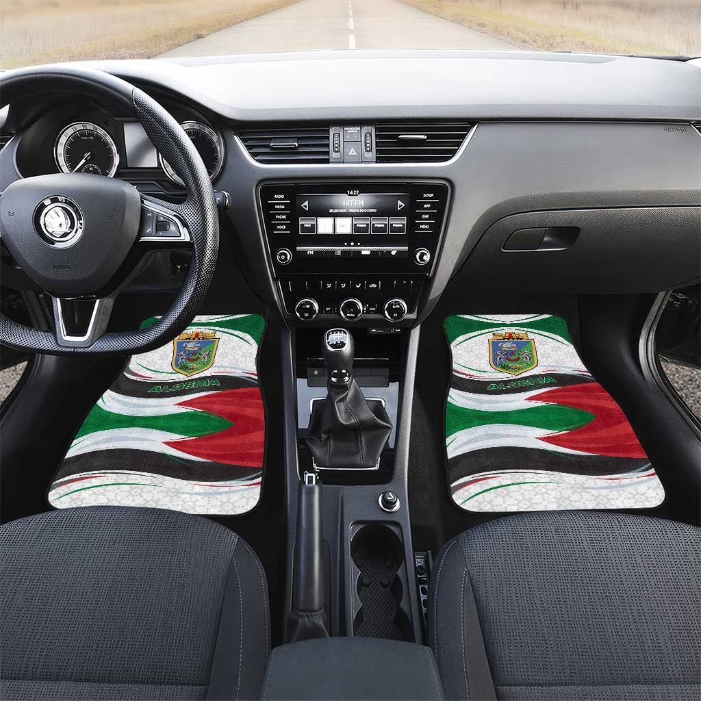 Algeria Car Mats with National Flag and Coat of Arms Crest Design