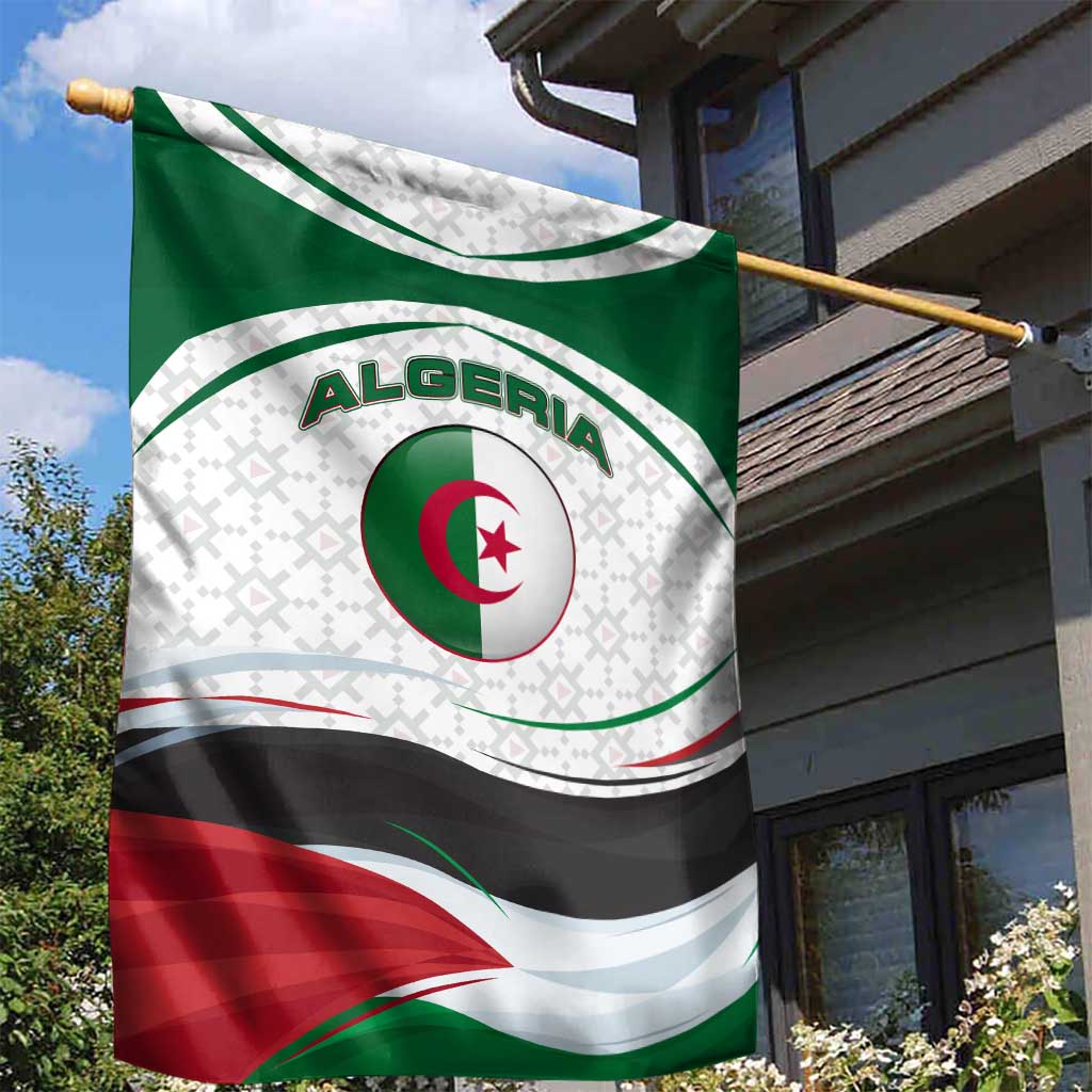 Algeria Garden Flag with National Flag and Coat of Arms Crest Design
