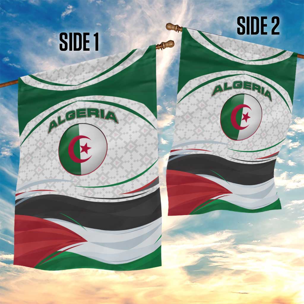 Algeria Garden Flag with National Flag and Coat of Arms Crest Design