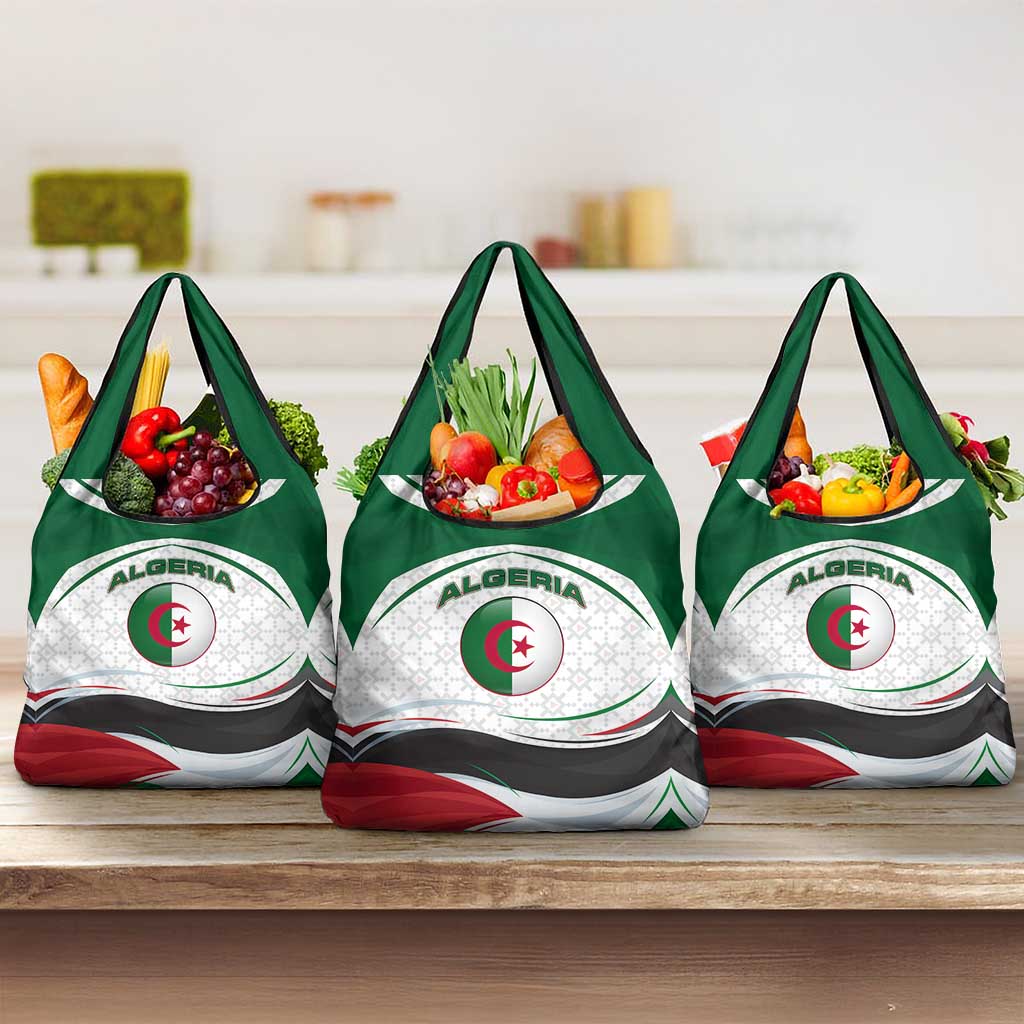 Algeria Grocery Bag with National Flag and Coat of Arms Crest Design