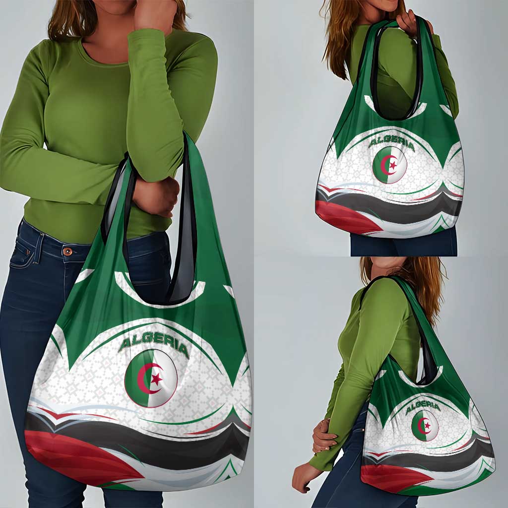 Algeria Grocery Bag with National Flag and Coat of Arms Crest Design