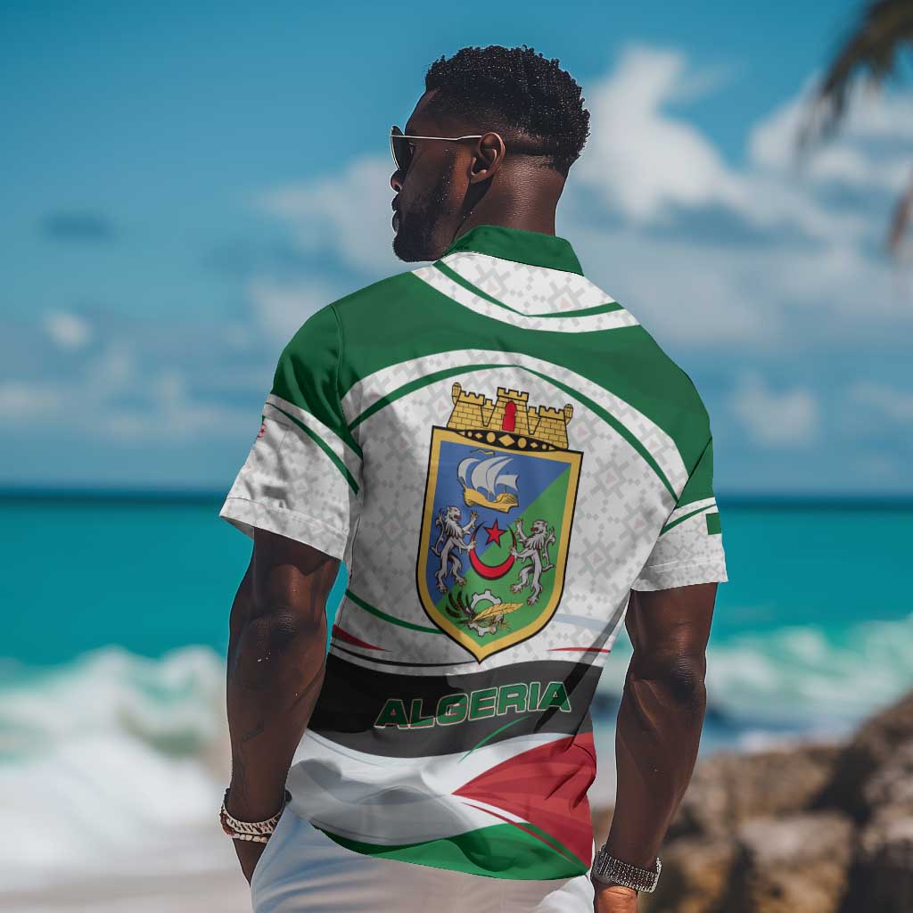 Algeria Hawaiian Shirt with National Flag and Coat of Arms Crest Design