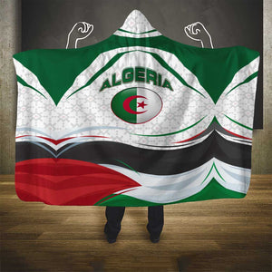 Algeria Hooded Blanket with National Flag and Coat of Arms Crest Design