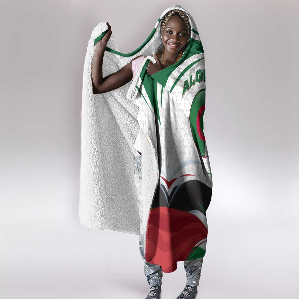Algeria Hooded Blanket with National Flag and Coat of Arms Crest Design