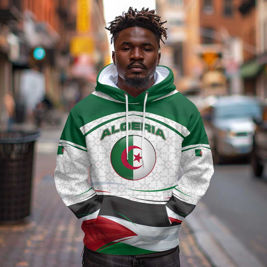 Algeria Hoodie with National Flag and Coat of Arms Crest Design